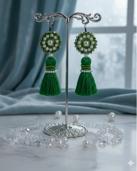 Háčkované  dizajnové náušnice "Mrazivá nežnosť"